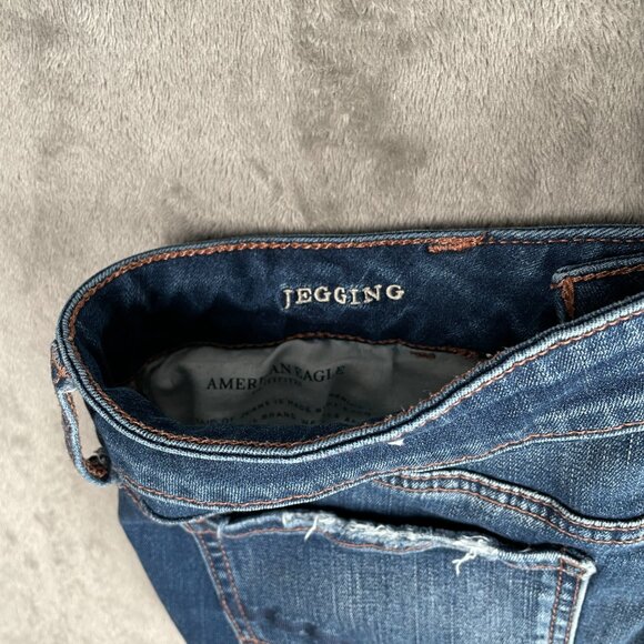 American Eagle Distressed Jeggings Women’s 10 Short Super Stretch X Grunge Y2K - Picture 9 of 10